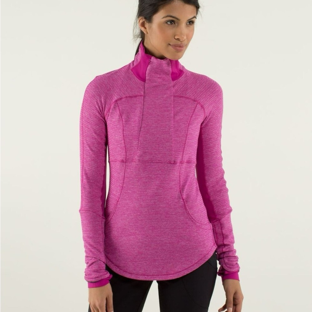 Lululemon Base Runner 1/2 Zip Raspberry Pique Pink Rulu Athletic‎ Top Size 10